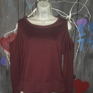 Scorpio Sol Burgundy Cold Shoulder Sweatshirt